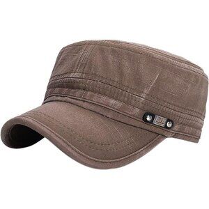 Unisex Army Cadet Cap Adjustable Flat Top Military Hat Cotton Baseball Hat